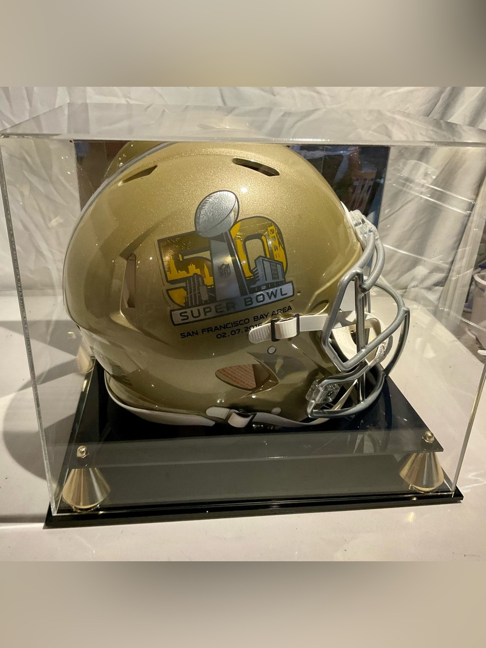 SUPER BOWL 50  Full Size FOOTBALL HELMET New in Box Display Case
